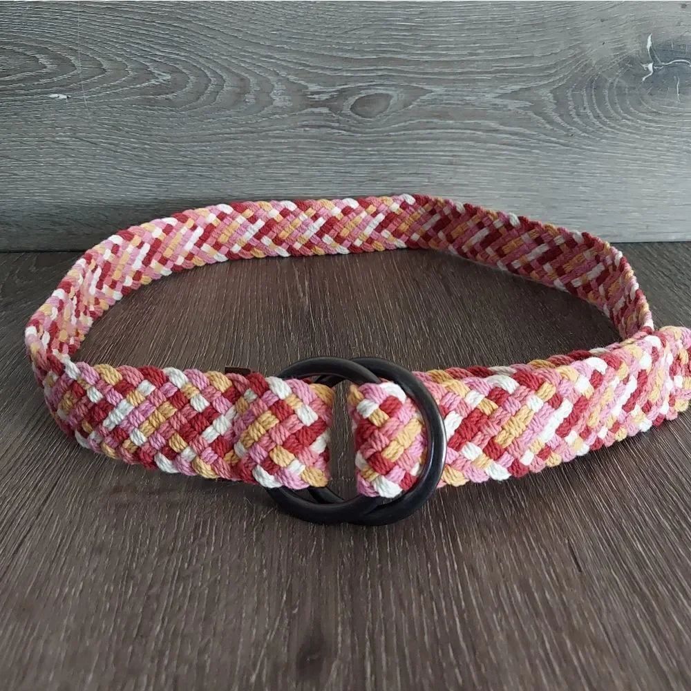 Vintage Multicolor Fabric Braided Belt 43.5" Long